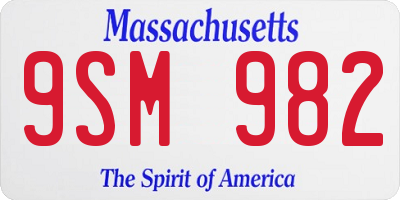 MA license plate 9SM982