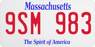 MA license plate 9SM983