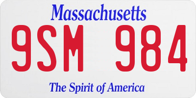 MA license plate 9SM984