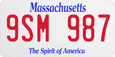 MA license plate 9SM987