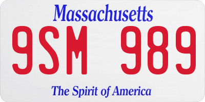MA license plate 9SM989