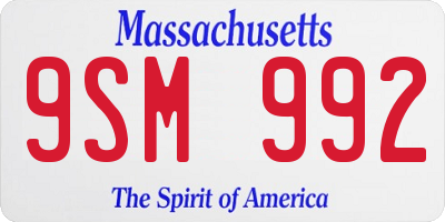 MA license plate 9SM992
