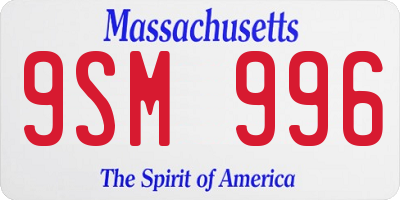 MA license plate 9SM996