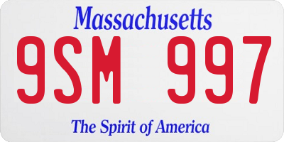 MA license plate 9SM997