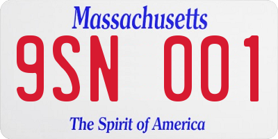 MA license plate 9SN001