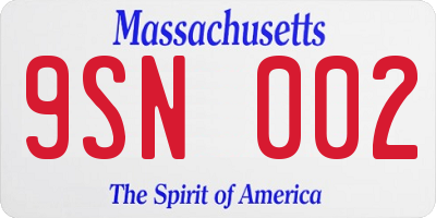 MA license plate 9SN002
