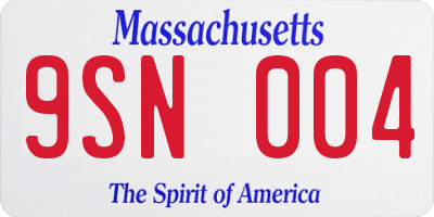 MA license plate 9SN004