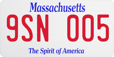 MA license plate 9SN005