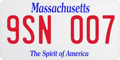 MA license plate 9SN007