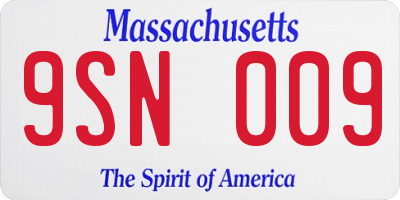 MA license plate 9SN009