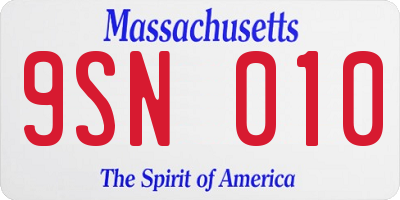 MA license plate 9SN010