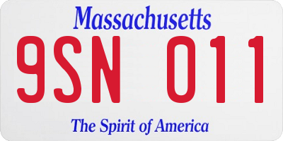 MA license plate 9SN011