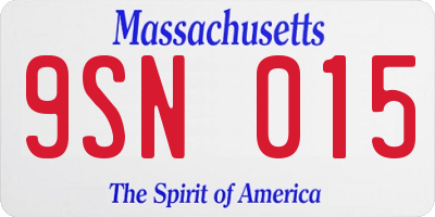 MA license plate 9SN015