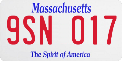 MA license plate 9SN017