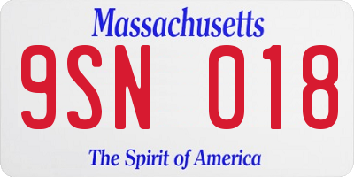 MA license plate 9SN018