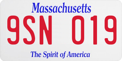 MA license plate 9SN019