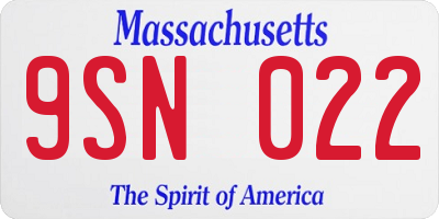 MA license plate 9SN022