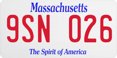 MA license plate 9SN026