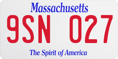 MA license plate 9SN027
