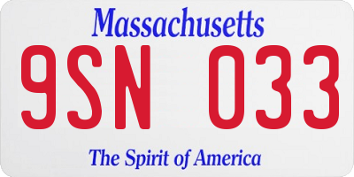 MA license plate 9SN033