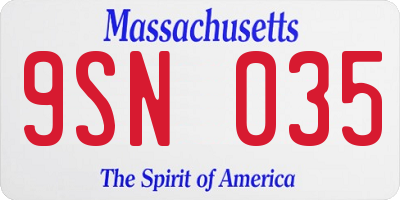 MA license plate 9SN035