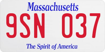 MA license plate 9SN037