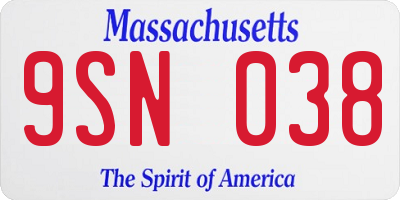 MA license plate 9SN038