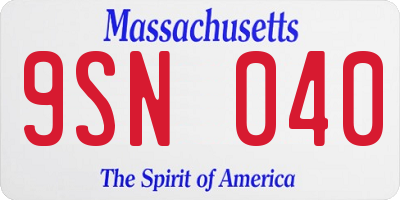 MA license plate 9SN040
