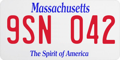 MA license plate 9SN042