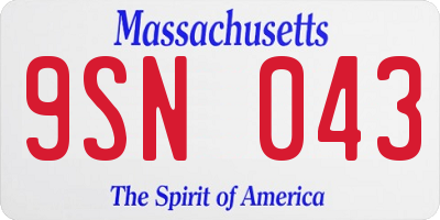 MA license plate 9SN043