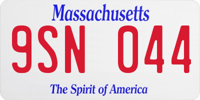 MA license plate 9SN044