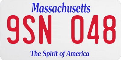 MA license plate 9SN048