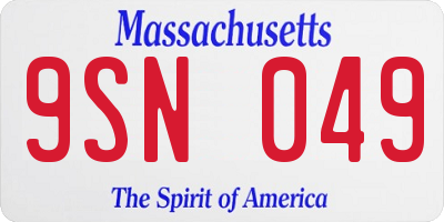 MA license plate 9SN049