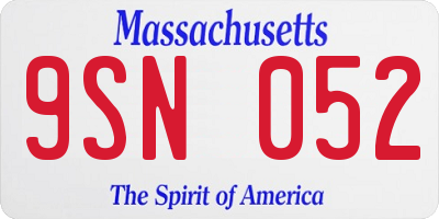 MA license plate 9SN052