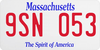 MA license plate 9SN053