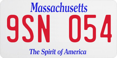 MA license plate 9SN054