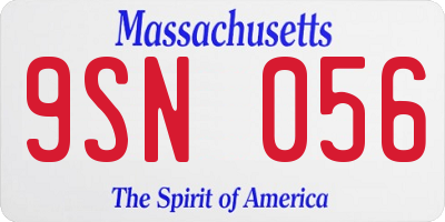 MA license plate 9SN056