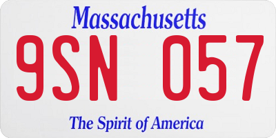 MA license plate 9SN057