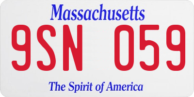 MA license plate 9SN059