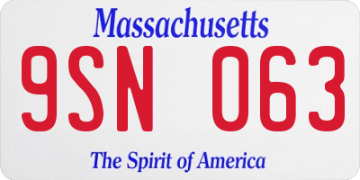 MA license plate 9SN063