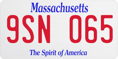 MA license plate 9SN065