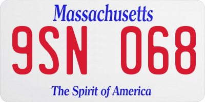 MA license plate 9SN068