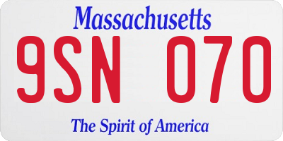 MA license plate 9SN070