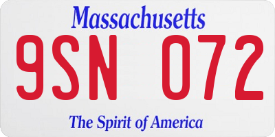 MA license plate 9SN072