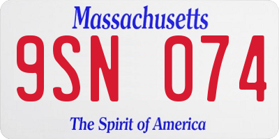 MA license plate 9SN074