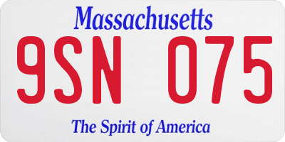 MA license plate 9SN075