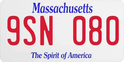 MA license plate 9SN080