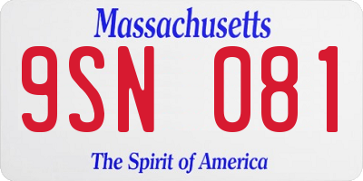 MA license plate 9SN081