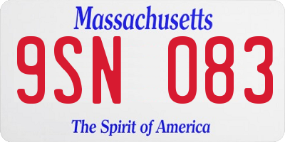 MA license plate 9SN083