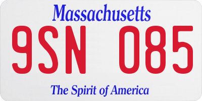 MA license plate 9SN085